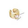Anillo de acero inoxidable con perla sintética estilo INS retro exagerado corazón geométrico anillo de titanio mariposa