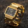 Reloj de Moda para Mujer CANSNOW Lujoso Reloj Dorado y Plateado Exquisito Brazalete de Personalidad Reloj de Esfera Rectangular para Mujer