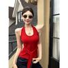 Camisola Sexy Amarilla con Cuello Halter para Mujer con una Hermosa Espalda, Verano Tirantes Ajustados Sin Mangas Ropa Exterior con un Diseño Elegante para Chicas Calientes