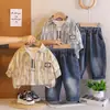 Conjunto de Ropa de Otoño para Niños, Nuevo Estilo Primavera y Otoño para Niños Pequeños, Elegante Versión Coreana Camisa Tie-Dye Manga Larga Conjunto de Tres Piezas