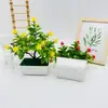 Mini Árvore Artificial 14 Rosas Chá Bonsai Decoração para Sala de Estar Gabinete de TV Flores Artificiais em Vasos Varanda Entrada Vasos Quadrados Ornamentos
