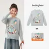 Pudding Haru Roupas de Outono Meninas Roupas Infantis Tops Modernos Descolados Chegadas de Outono 2026 Crianças Suéter Vintage Desgastado Moderno