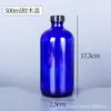 Garrafa Boston azul transfronteiriça, frasco de vidro dispensador de cosméticos multiespecificação, frasco borrifador hidratante de 500ml, frasco de loção