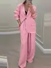 Ropa de mujer nueva para otoño e invierno 2026, transfronteriza europea y americana, Amazon, elegante chaqueta de manga larga, traje casual de pantalones de pierna ancha