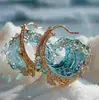 Europa y los Estados Unidos nueva joyería transfronteriza moda creativa cielo azul ola resina decoración collar ola Joker anillo