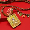 Tang Dorado Nepal Pintado a Mano Incrustado en Oro Tanka Zodiaco Ocho Grandes Protectores Talismán de Buda Collar Caja Ga'u Colgante Mayoreo