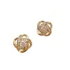 Pendientes de Trébol de Cuatro Hojas con Circonita Estilo Pequeño Fragante Más Vendidos Transfronterizos para Mujer Diseño de Nicho Accesorios de Alta Gama Pendientes Elegantes