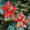 Accesorios para decoración de árbol de Navidad, coronas, tallos florales, flores artificiales, flores simuladas, flores de Navidad, flores falsas, decoraciones de Navidad