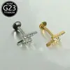 Piercing Labial Stud de Titânio F136 com Design de Flor Relâmpago e Cravação de Zircônia, Joia para Body Piercing com Corpo de Titânio de Grau Cirúrgico, Produto em Estoque do Fabricante