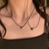 Colar de Corda Preta Estrela Coreano Nicho Feminino Pequeno Fofo Pingente Estrela de Cinco Pontas Gargantilha Ajustável Corrente Clavicular