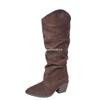 Botas de Moda de Caña Alta para Mujer Estilo Nuevo Europeo y Americano Transfronterizas Puntiagudas Tacón Grueso Nuevo 2025 Venta al por Mayor Talla Grande