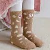 Meias Fofas de Lã Coral com Bolinhas para Crianças Outono e Inverno Pelúcia Grossa Quentes para Casa Meias para Chão de Dormir