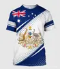 Padrão do Emblema Nacional Australiano Impressão Digital 3D Pulôver Casual Masculino Gola Redonda Manga Curta Camiseta Venda Direta da Fábrica