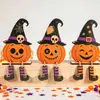 Nuevos adornos decorativos de Halloween superventas transfronterizos: calabaza de madera, bruja, espantapájaros, diablillo, decoraciones para el hogar