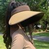 Chal Sombrero para el Sol con Ala Ancha Sombrero para el Sol para Mujer Protección Solar de Verano Uv Paja Sombrero para el Sol de Copa Vacía Plegable