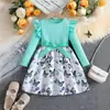Vestidos para Niñas de Comercio Exterior 2026 Otoño Nuevo Estilo Vestido Infantil con Elegantes Mangas Largas y Estampado Floral Vestido de Princesa