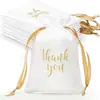 Bolsa de Cordón Satinada Negra y Blanca para Banquete Transfronterizo Estampado de Letras Regalo de Boda Festivo Fiesta de Cumpleaños Bolsa de Dulces Rosa