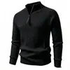 Suéter de alta calidad para hombre de otoño e invierno con media cremallera, tejido jacquard vintage, chaqueta de punto casual versátil de color liso