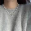 Jiao Ren Lenguaje/Diario de Blues Zhengyuan Shi Jia Perla Aguamarina Otoño e Invierno Circonita Plata Brillante Collar Femenino