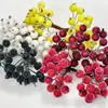 Decoración Navideña de Frutos Rojos de Granada de Espuma Simulada Fruta Navideña Escarchada Material para Guirnaldas DIY Arreglo Floral de Ratán Decoración