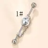 Fábrica de origen en stock nuevo puente de oreja de varilla larga puente de oreja de doble agujero cadena puente de oreja bola de barro de color puente de oreja de 7 palabras desarrollo nuevo producto