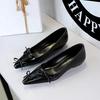 3683-18 Versión coreana de zapatos de hada de punta con temperamento francés, tacón de cuña, lazo superficial, zapatos de plataforma delgados para mujer