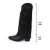 Botas Western de Cano Alto com Rebites Estilo Retrô Europeu e Americano para Exportação para Mulheres, Botas de Cavaleiro Bico Fino Salto Médio, Botas
