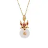 Collar Estilo Corte Dorado Artesanía Incrustado con Colgante de Jade Sintético Hetian Accesorios Qipao Hanfu Cadena para Clavícula Personalizada de Moda