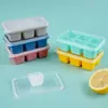 Molde de Silicona para Helado Casero con Tapa Seis Compartimentos Mini Base Suave Cuadrado Refrigerador de Helado Molde de Hielo Casero Artefacto para Cubitos de Hielo
