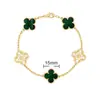 Pulsera de Trébol de Cuatro Hojas y Cinco Flores CNC Oro V Delgado Flor Nueva Edición Artesanía Fina Cadena Gruesa de Nueve Secciones Pulsera de Trébol de Cuatro Hojas de Nácar Blanco Natural
