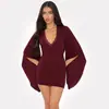 Vestido Básico Liso Nova Coleção Outono Renda Casual Manga Sino Manga Longa Ajustado Vestido Longo Venda por Atacado