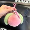 Chaveiro de pelúcia de coelho Rex de pelo verdadeiro, ornamentos de frutas, caqui, uva, maçã, pêssego, pingente para mochila escolar, presente