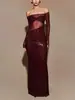 Vestido de noche transparente para mujer de moda europea y americana, vestido sexy largo ajustado sin hombros para mujer 8108, vestido para fiesta de vacaciones de verano