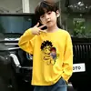 Camiseta de moda de manga larga 100% algodón para niños, nuevo modelo primavera 2026, top sencillo de dibujos animados para niños mayores y pequeños