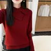 Design Novo Outono/Inverno 2026 Suéter de Lã Tricotado com Gola Irregular de Babados Novo Senso Elegante Suéter Feminino
