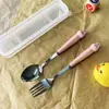 Estilo Ins Acero Inoxidable de Alto Valor Vajilla Cuchara Palillos Juego Regalo Lindo Niños Portátil Cuchillo, Tenedor y Cuchara Juego