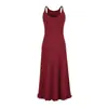 Vestido Camisola de Punto Elegante con Fruncidos Estilo Puro Deseo, Moda Primavera y Verano Ajustado de Color Sólido de Longitud Media