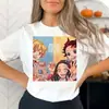 Camiseta Gráfica de Desenho Tanjiro Feminina Camiseta de Anime Mangá Japonês Camiseta Demon Slayer Roupas Estéticas Femininas