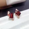 Venta al por mayor de fábrica Pendientes Populares de Granate Natural con Incrustación de Plata S925 Piedra Principal 6*8 Joyería de Lujo Venta Directa de Fábrica