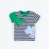 26 Nuevos Estilos de Verano de Camisetas de Manga Corta para Niños, Moda Europea y Americana Bordado de Dinosaurios Camisetas de Cuello Redondo para Niños, Suministro Transfronterizo de Ropa para Niños