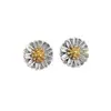 Pendientes de Plata de Ley S925 con Forma de Margarita Amarilla Estéreo Pendientes de Lujo Sencillos y Accesibles Pendientes Dulces de Verano de Alta Gama para Mujer
