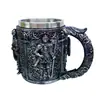 Regalo de Halloween transfronterizo Taza 3D de calavera Taza de café con cabeza de hueso humano de caballero romano Vaso de agua de acero inoxidable