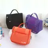 Bolsa de aseo de color sólido catiónico personalizada, Bolsa de viaje portátil con gancho para cosméticos, Se puede agregar logotipo para limpieza