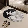 Tapete de Terra de Diatomáceas, Absorvente de Água, Secagem Rápida, Tapete de Pé Lavável, Tapete Antiderrapante para Entrada de Banheiro, Tapete de Banheiro Floral de Formato Irregular
