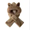 Bonito Sombrero de Oso para Mujer, Sombrero Cálido, Bufanda, Guantes, Sombrero de una Pieza, Invierno, Lindo, Cálido con Felpa, Sombrero Protector