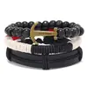 Joia nova transfronteiriça pulseira diy tecida à mão moda terno de combinação de pulseira masculina pulseira de âncora de couro