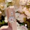 Cameliia terno de gema rosa espumante original banhado a ouro rosa colar de anel de zircônia rosa