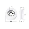Rolamento 608ZZ com revestimento plástico e canaleta em U de nylon para portas e janelas de correr, polia com canaleta em H em forma de U, roda pequena EUB grande