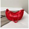 Bolsa de Lona Casual Ligera para Desplazamiento Gran Capacidad Color Sólido Bolso Cruzado Estampado de Letras Estilo Coreano Bolsa Nicho Bolsa Dumpling