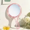 Espejo de mano de doble cara, espejo de maquillaje pequeño transparente con mango redondo, un lado amplificador, espejo portátil de alta definición